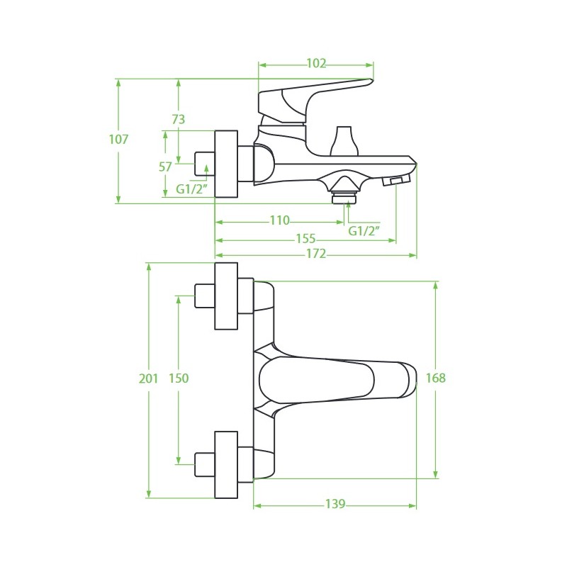 Bateria Wannowa Ścienna RONDO Chrom Bateria Wannowa Ścienna RONDO Chrom