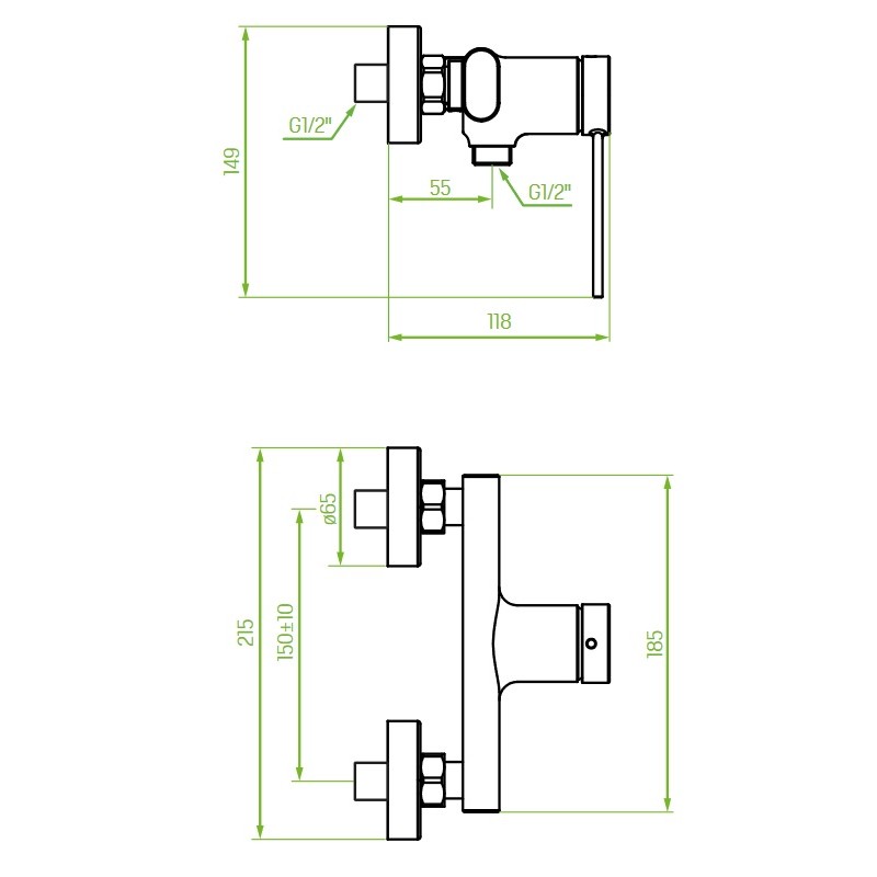 Bateria Natryskowa Ścienna PINAR Czarna