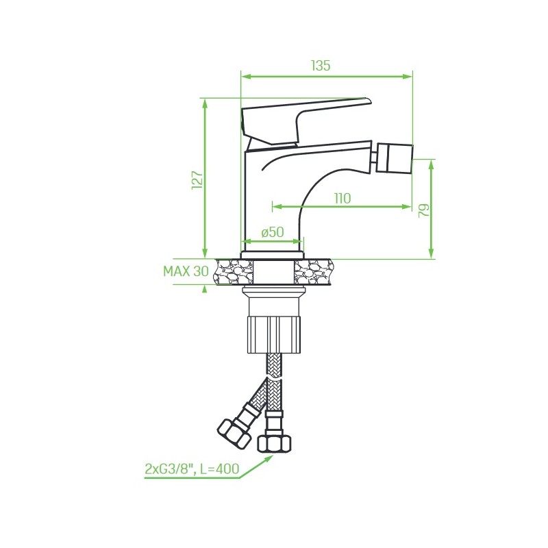 Bateria Bidetowa Stojąca z Korkiem LARGO Chrom Bateria Bidetowa Stojąca z Korkiem LARGO Chrom