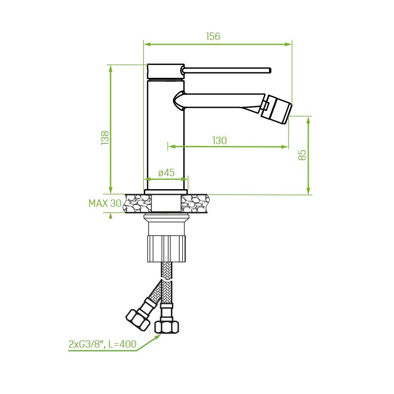 Bateria Bidetowa Stojąca z Korkiem PINAR Chrom Bateria Bidetowa Stojąca z Korkiem PINAR Chrom