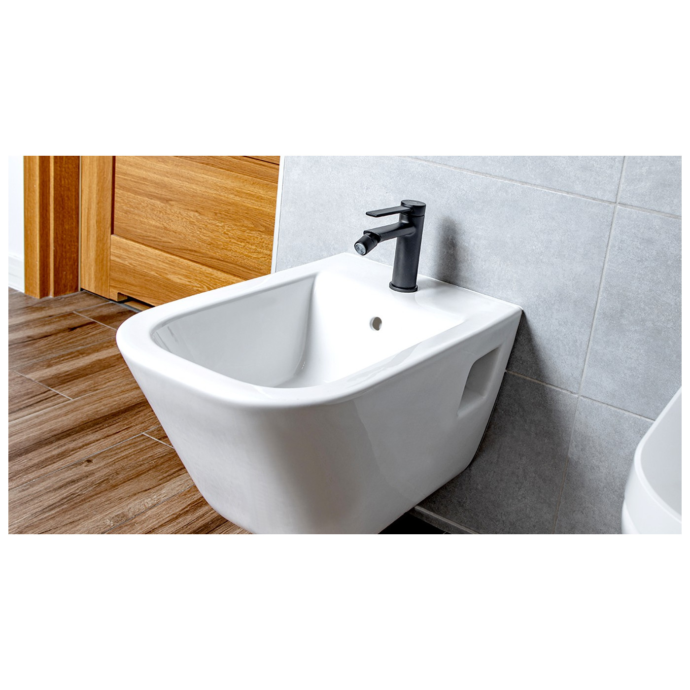 Bateria Bidetowa Stojąca z Korkiem PINAR Czarna Bateria Bidetowa Stojąca z Korkiem PINAR Czarna