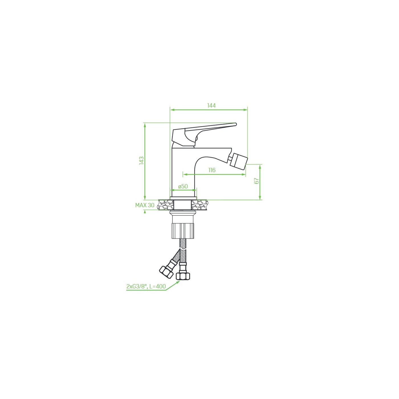 Bateria Bidetowa Stojąca z Korkiem PLATO Chrom Bateria Bidetowa Stojąca z Korkiem PLATO Chrom