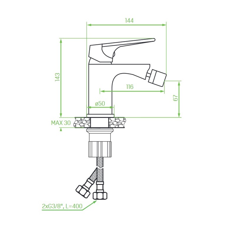 Bateria Bidetowa Stojąca z Korkiem PLATO Chrom Bateria Bidetowa Stojąca z Korkiem PLATO Chrom