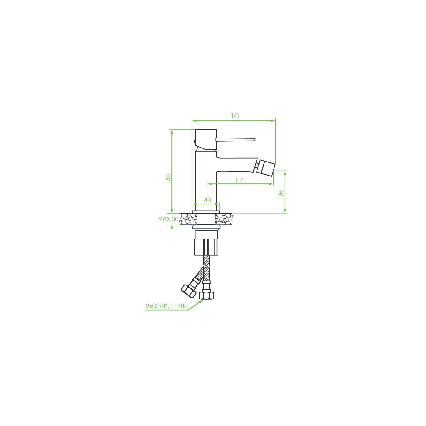 Bateria Bidetowa Stojąca z Korkiem POLA różowe złoto Bateria Bidetowa Stojąca z Korkiem POLA różowe złoto