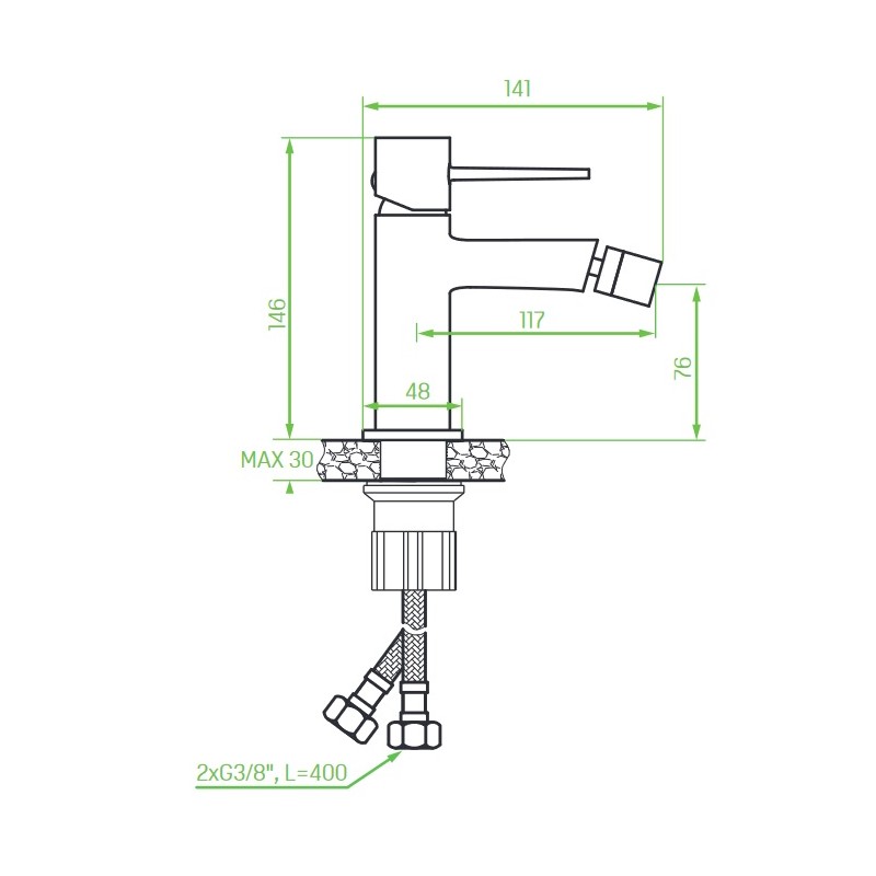 Bateria Bidetowa Stojąca z Korkiem POLA różowe złoto Bateria Bidetowa Stojąca z Korkiem POLA różowe złoto