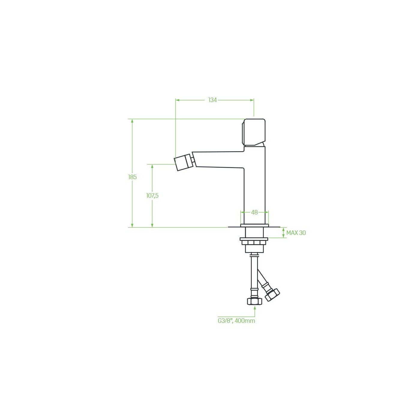 Bateria Bidetowa Stojąca z Korkiem PRETTO Grafit