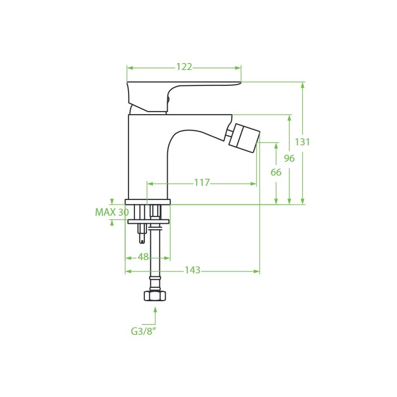 Bateria Bidetowa Stojąca z Korkiem RAILA  Chrom