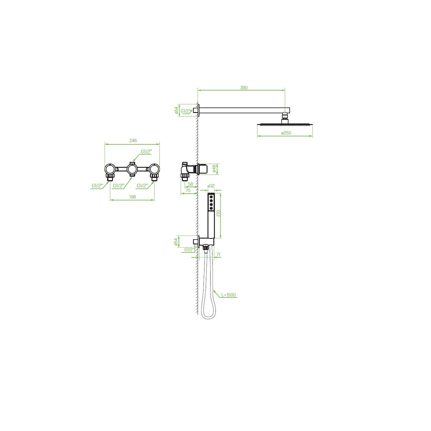 Bateria Natryskowa Podtynkowa PRETTO Czarna Bateria Natryskowa Podtynkowa PRETTO Czarna