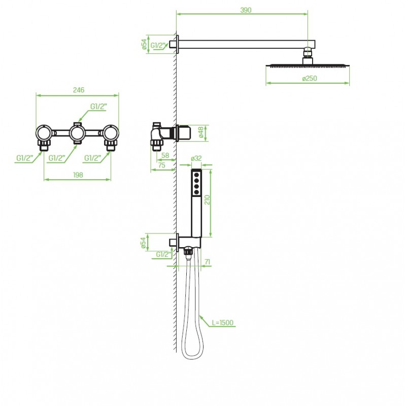 Bateria Natryskowa Podtynkowa PRETTO Czarna Bateria Natryskowa Podtynkowa PRETTO Czarna
