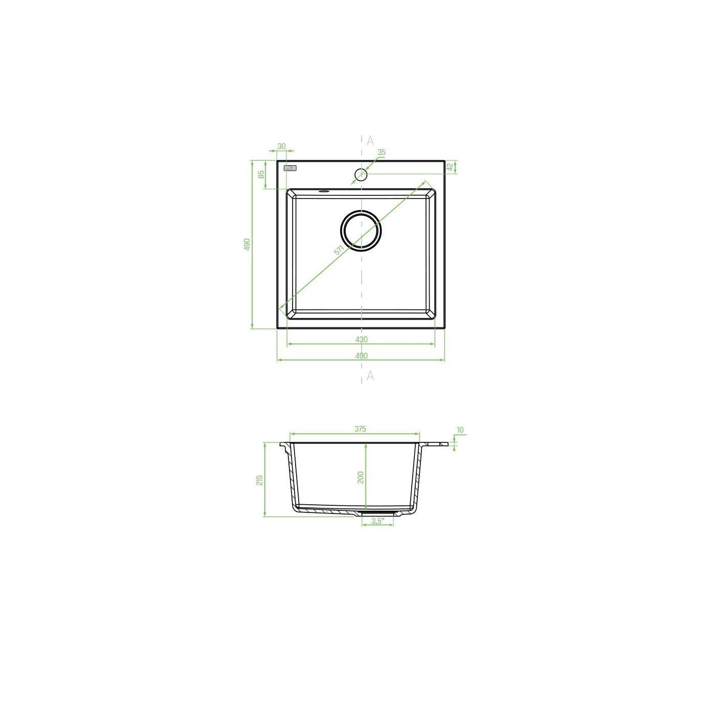 Zlew Zlewozmywak Jednokomorowy Alena Biały Zlew Zlewozmywak Jednokomorowy Alena Biały