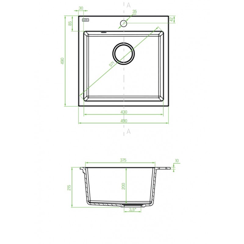 Zlew Zlewozmywak Jednokomorowy Alena Biały Zlew Zlewozmywak Jednokomorowy Alena Biały
