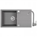 Zlew Zlewozmywak Jednokomorowy Szary z Baterią