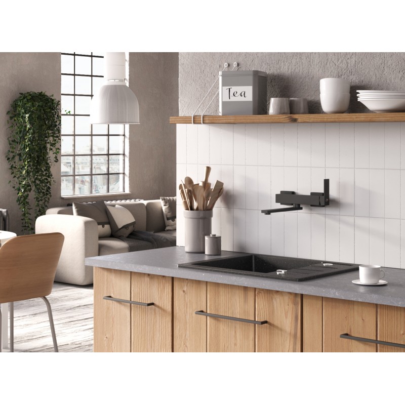 Zlew Zlewozmywak Jednokomorowy Czarny z Półociekaczem Barbados Zlew Zlewozmywak Jednokomorowy Czarny z Półociekaczem Barbados