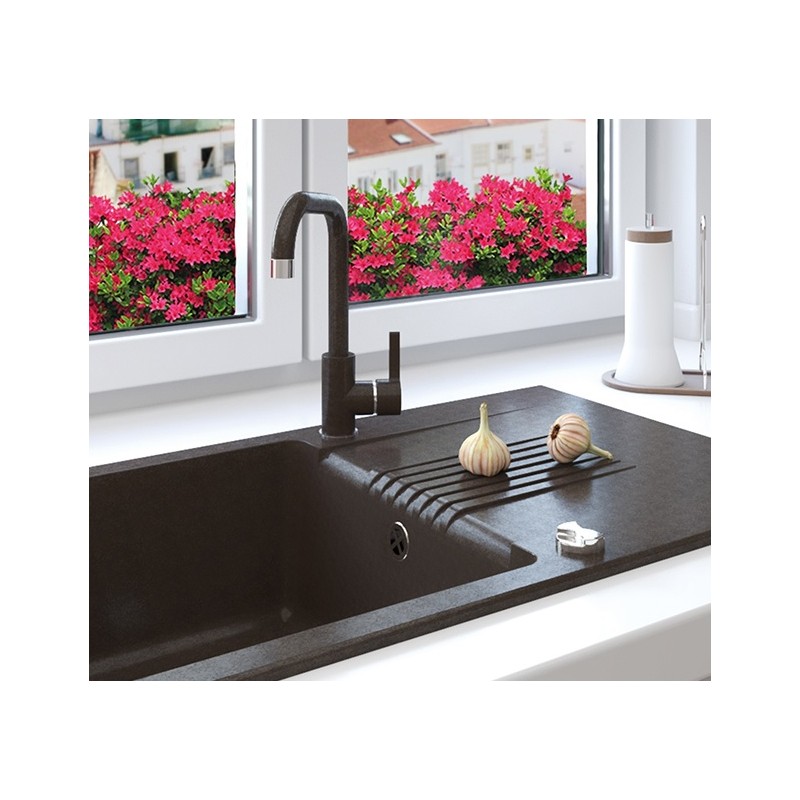 Zlew Zlewozmywak Jednokomorowy Czarny z Ociekaczem