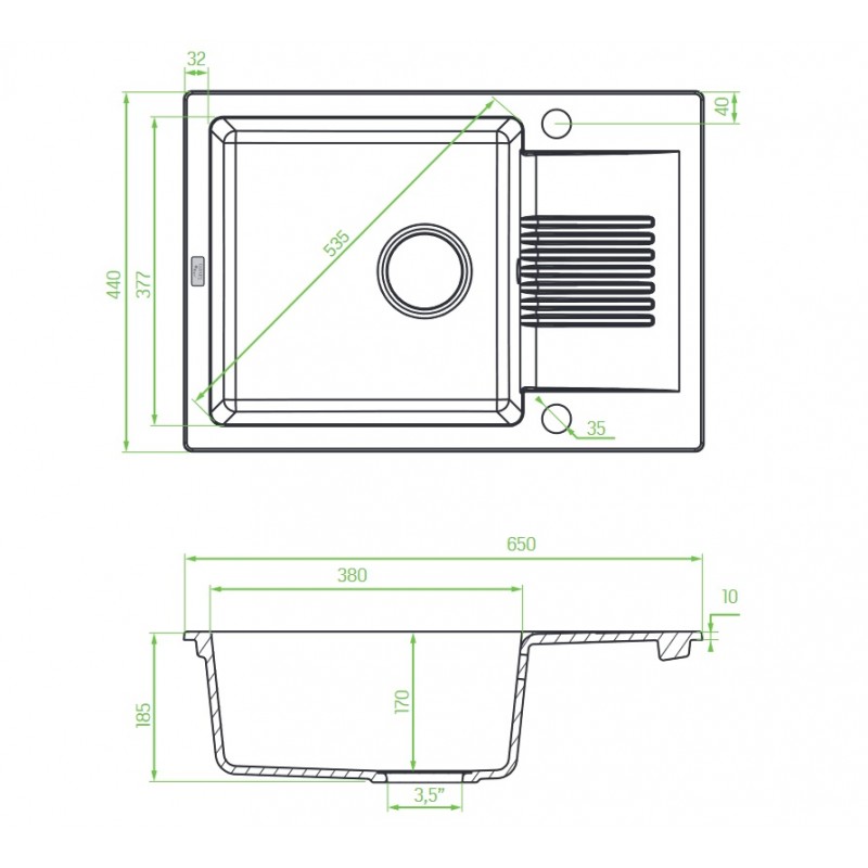 Zlew Zlewozmywak Jednokomorowy Czarny z Półociekaczem Zlew Zlewozmywak Jednokomorowy Czarny z Półociekaczem