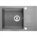 Zlew Zlewozmywak Jednokomorowy Szary z Półociekaczem Zlew Zlewozmywak Jednokomorowy Szary z Półociekaczem
