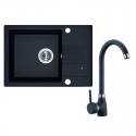 Zlew Zlewozmywak Granitowy Czarny z Baterią Granitową Zlew Zlewozmywak Granitowy Czarny z Baterią Granitową