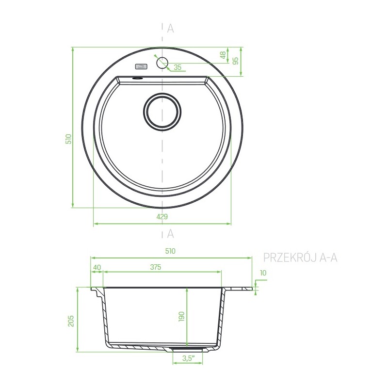Zlew Zlewozmywak Granitowy Biały Okrągły Dafne Zlew Zlewozmywak Granitowy Biały Okrągły Dafne