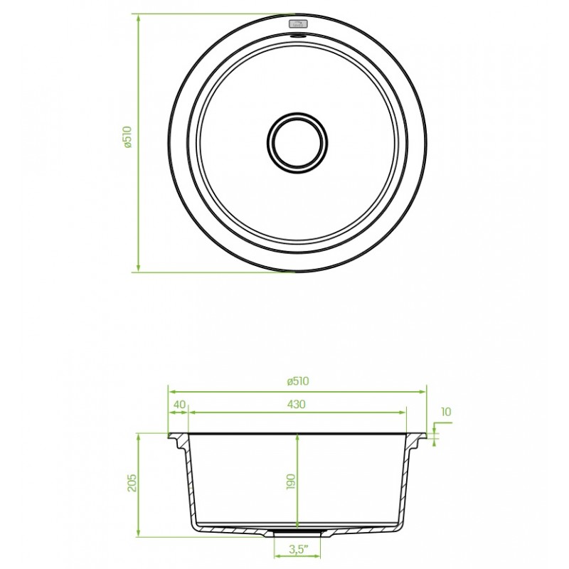 Zlew Zlewozmywak Granitowy Okrągły Beżowy DAFNE