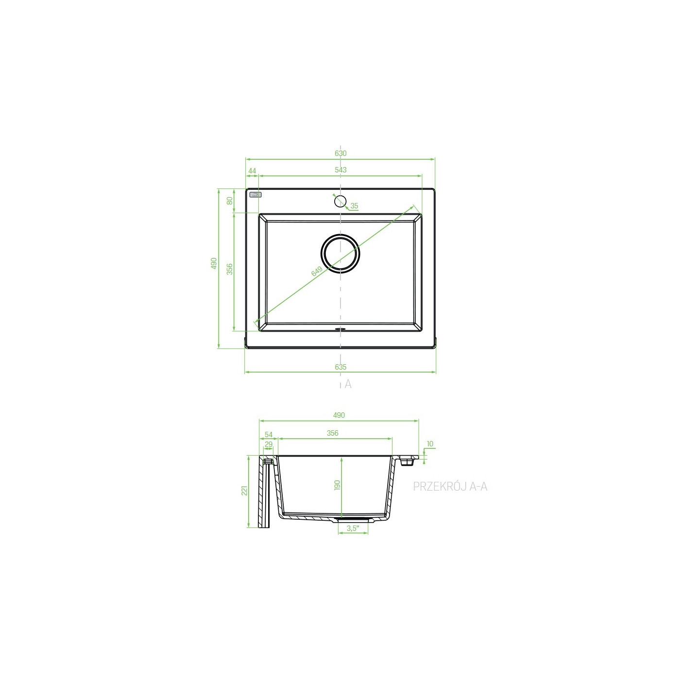 Zlew Zlewozmywak Granitowy Czarny KOMODO