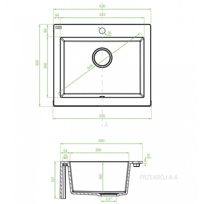 Zlew Zlewozmywak Granitowy Czarny KOMODO