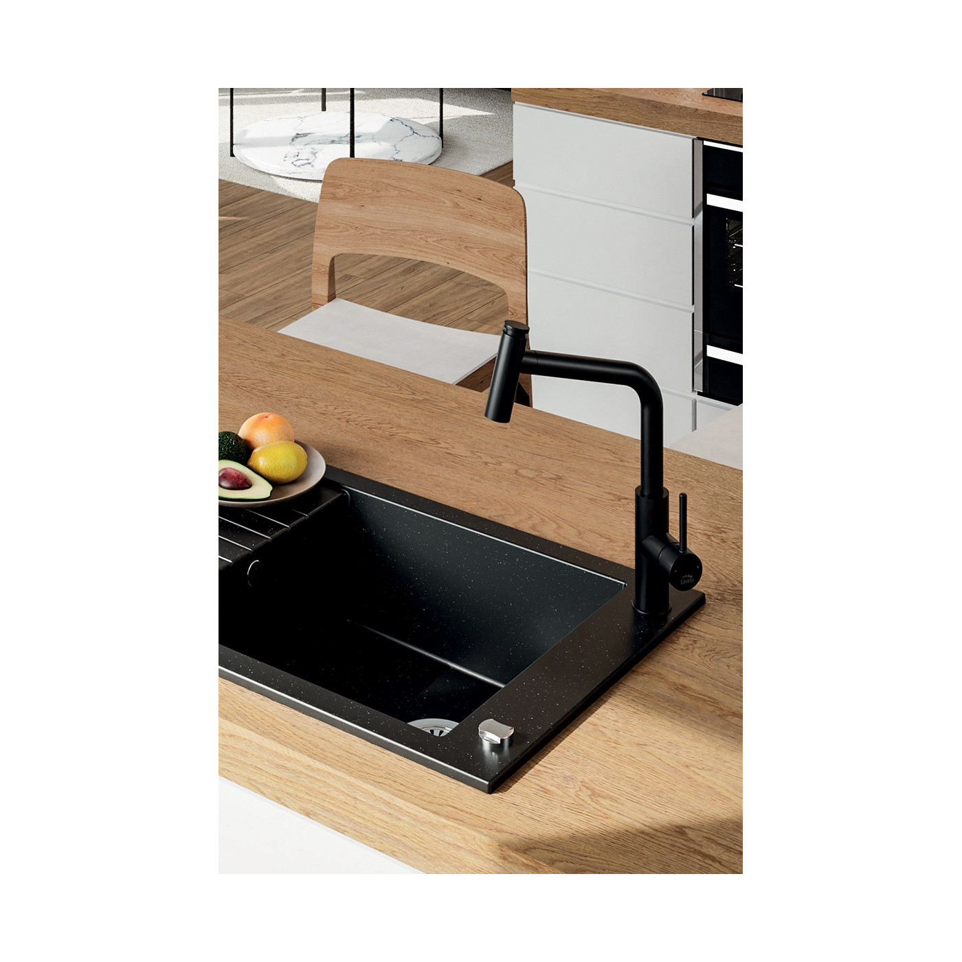 Zlew Zlewozmywak Granitowy  Czarny z Półociekaczem Pionier