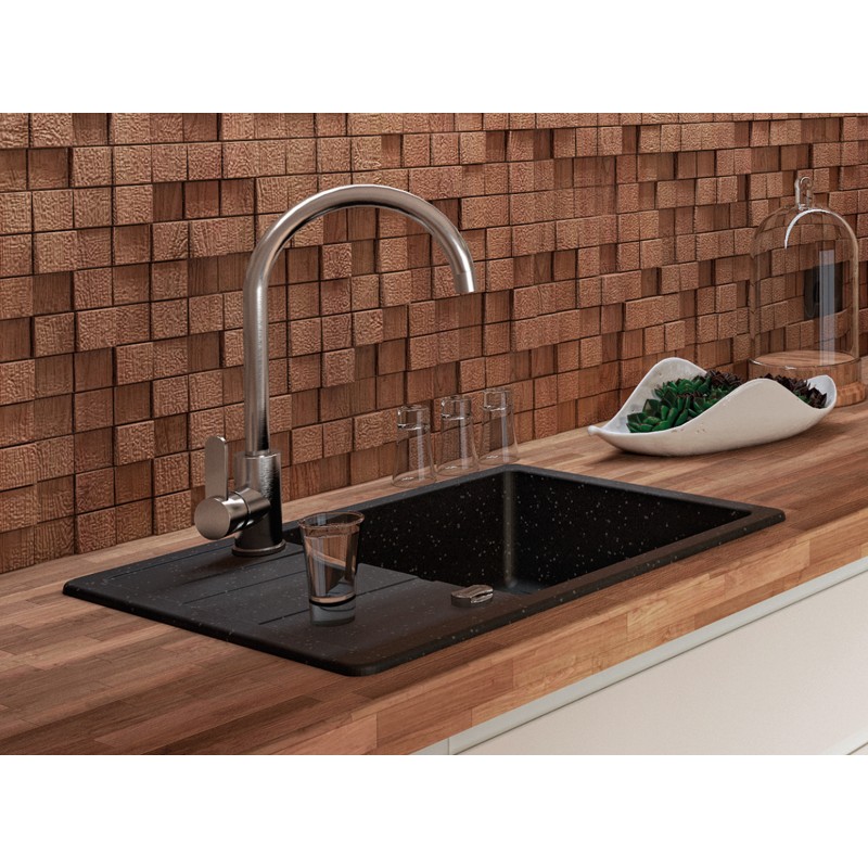 Zlew Zlewozmywak Granitowy Czarny z Półociekaczem Zlew Zlewozmywak Granitowy Czarny z Półociekaczem