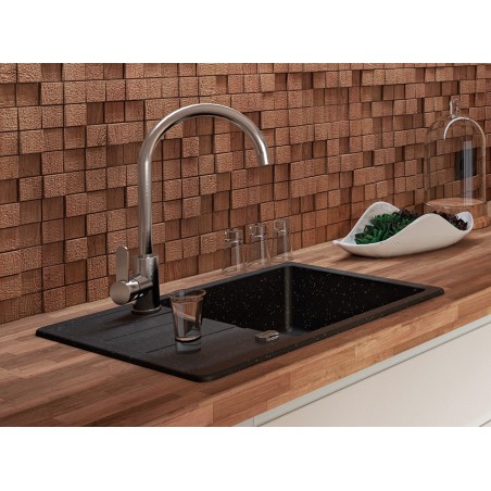 Zlew Zlewozmywak Granitowy Czarny z Półociekaczem