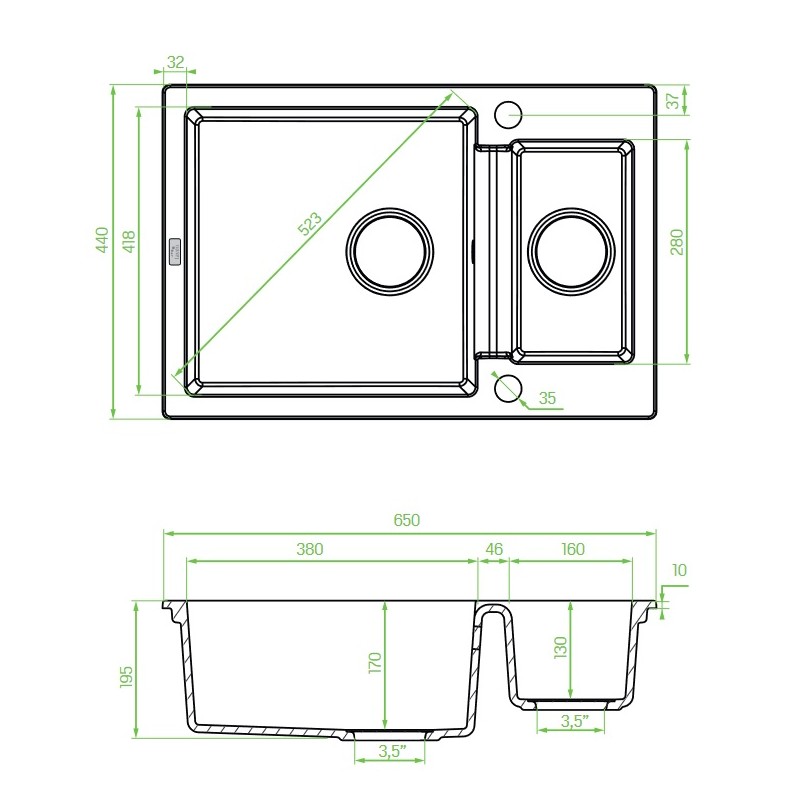 Zlew Zlewozmywak Granitowy Szary 1,5 Komorowy Zlew Zlewozmywak Granitowy Szary 1,5 Komorowy