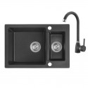 Zlew Zlewozmywak Granitowy Czarny z Baterią Granitową