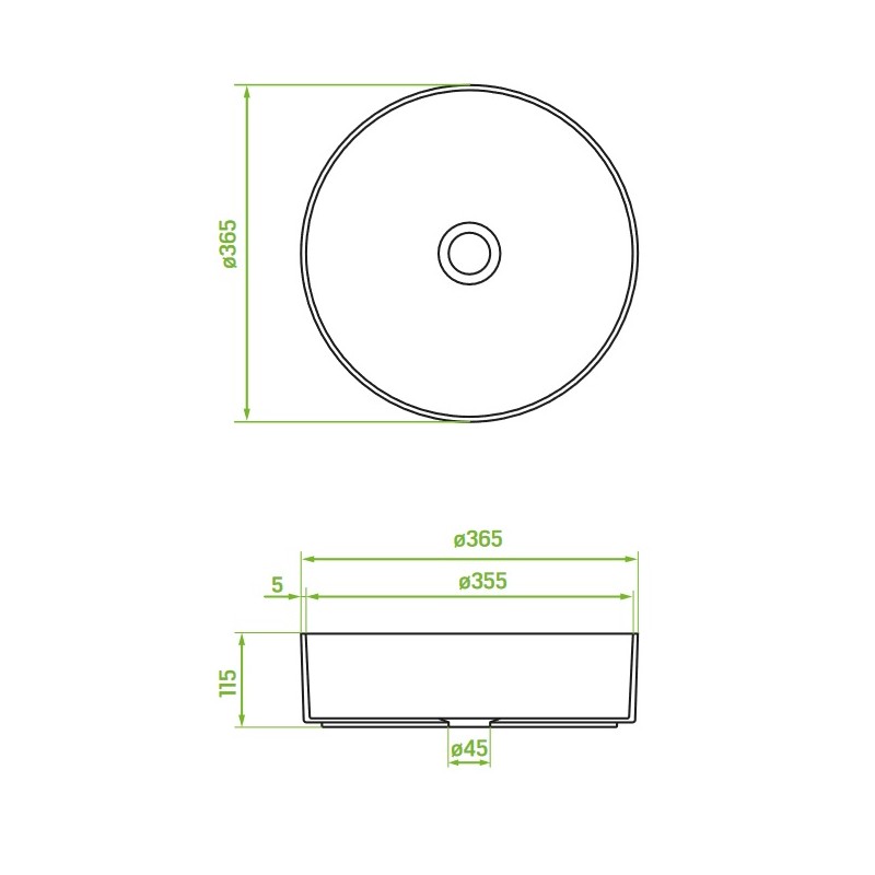 Umywalka Nablatowa Ceramiczna Okrągła Biała DESNA Umywalka Nablatowa Ceramiczna Okrągła Biała DESNA