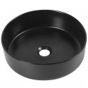 Okrągła Umywalka Nablatowa Ceramiczna Czarna DESNA
