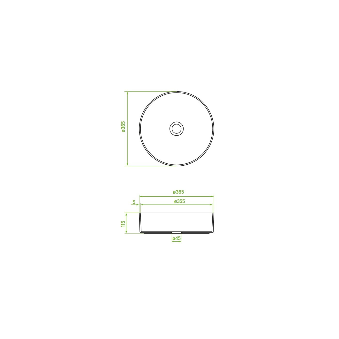 Okrągła Umywalka Nablatowa Ceramiczna Czarna DESNA