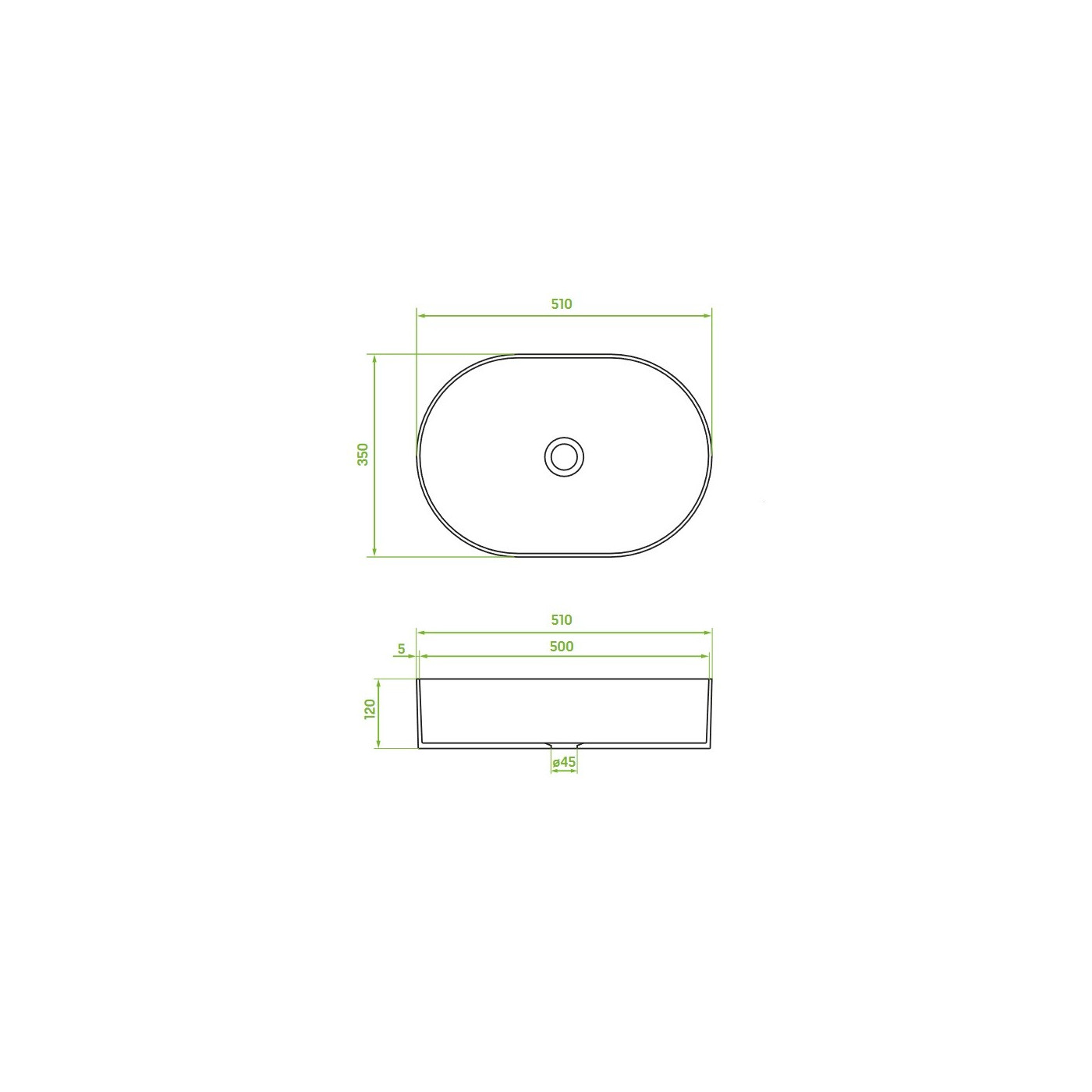 Umywalka Nablatowa Ceramiczna Owalna Biała DESNA
