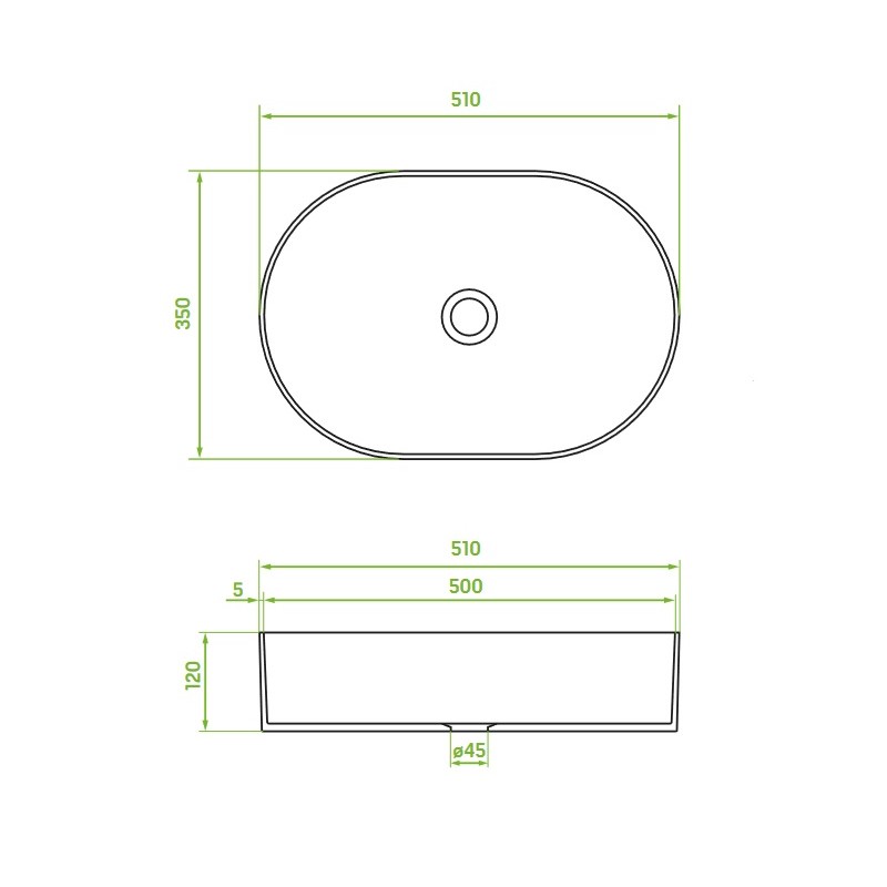 Umywalka Nablatowa Ceramiczna Owalna Biała DESNA