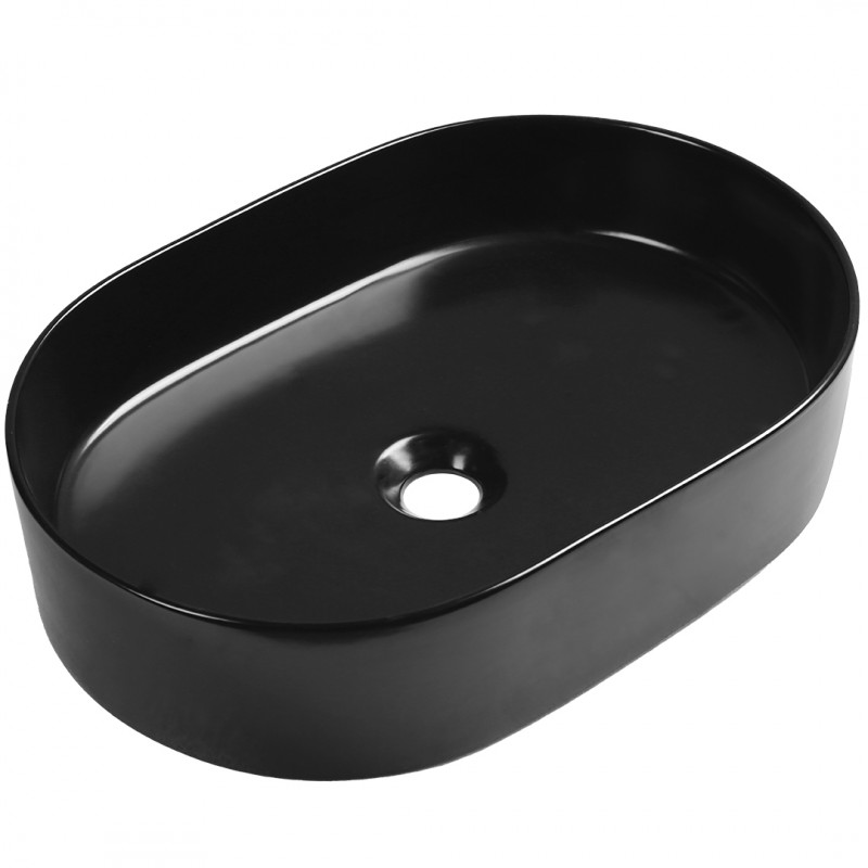 Umywalka Nablatowa Ceramiczna Owalna Czarna DESNA