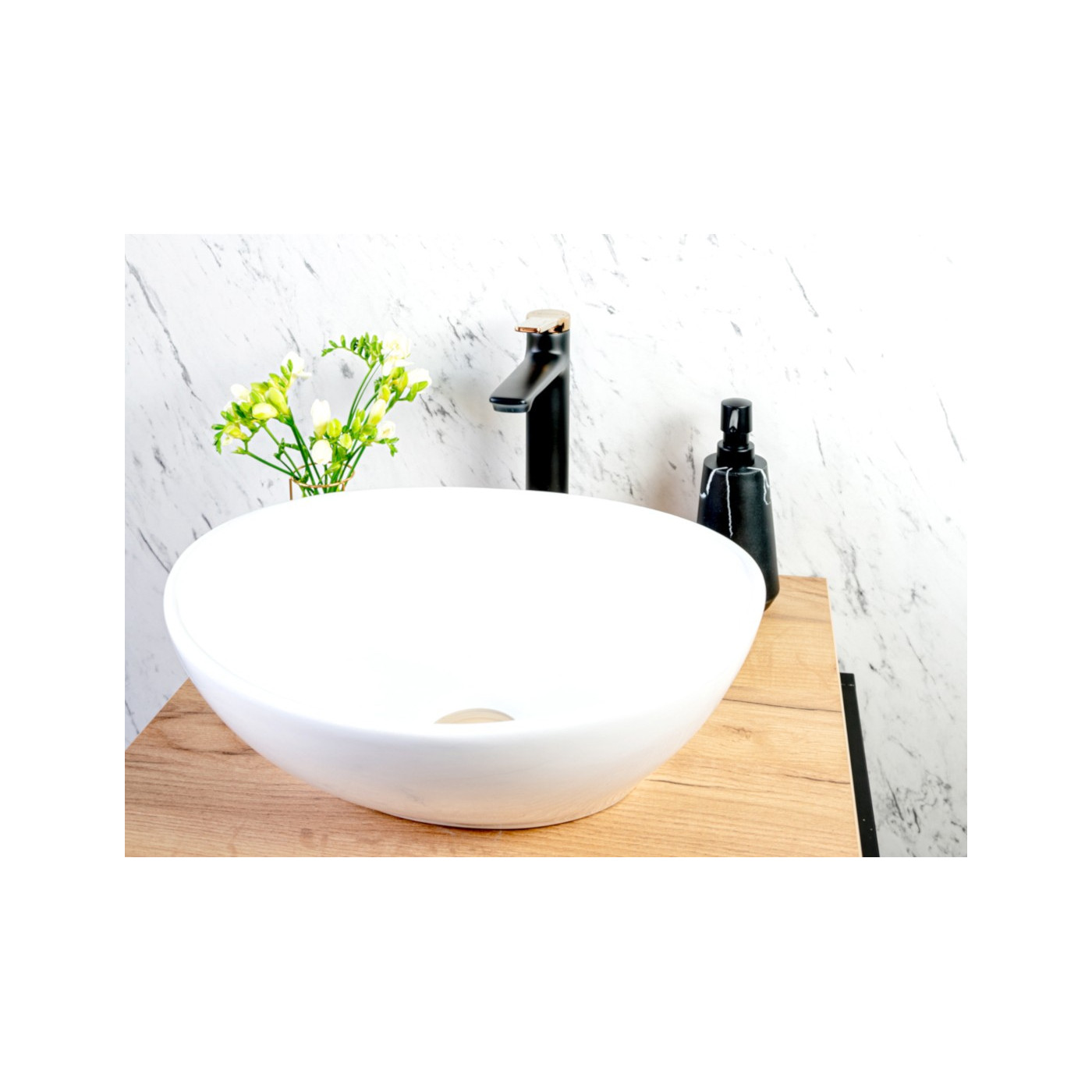 Okrągła Umywalka Nablatowa Ceramiczna DESNA