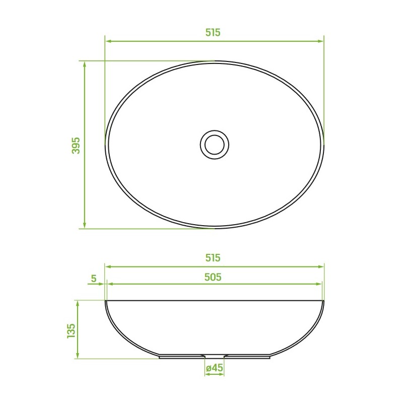 Umywalka Nablatowa Ceramiczna Owalna Biała DESNA