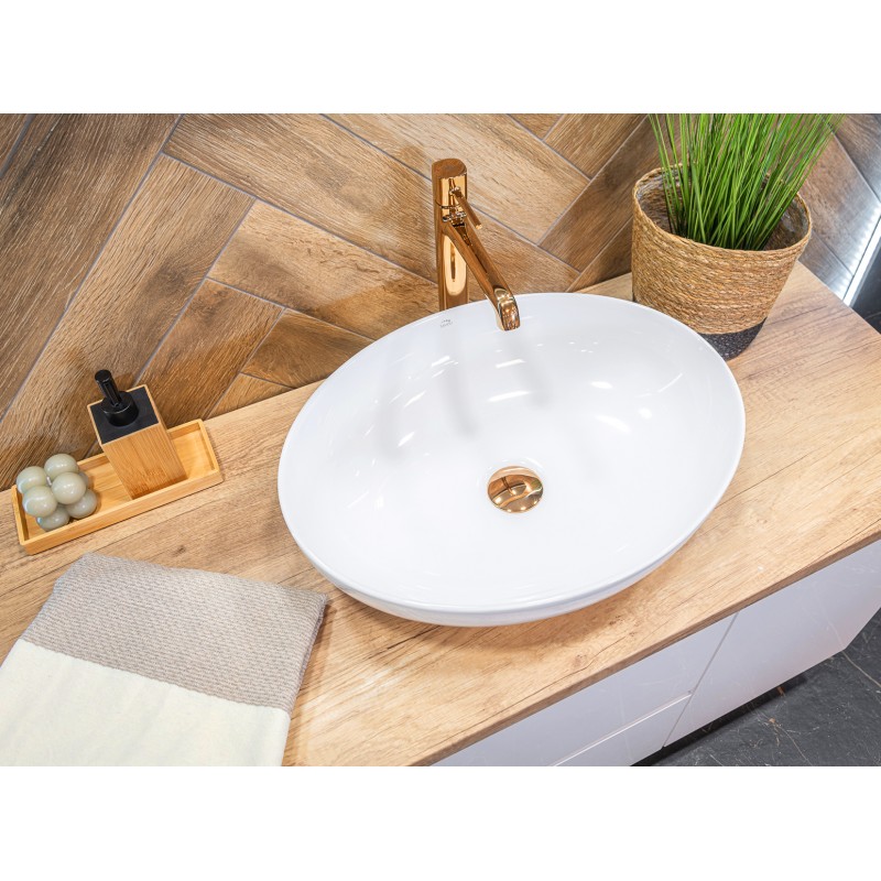 Umywalka Nablatowa Ceramiczna Owalna Biała DESNA