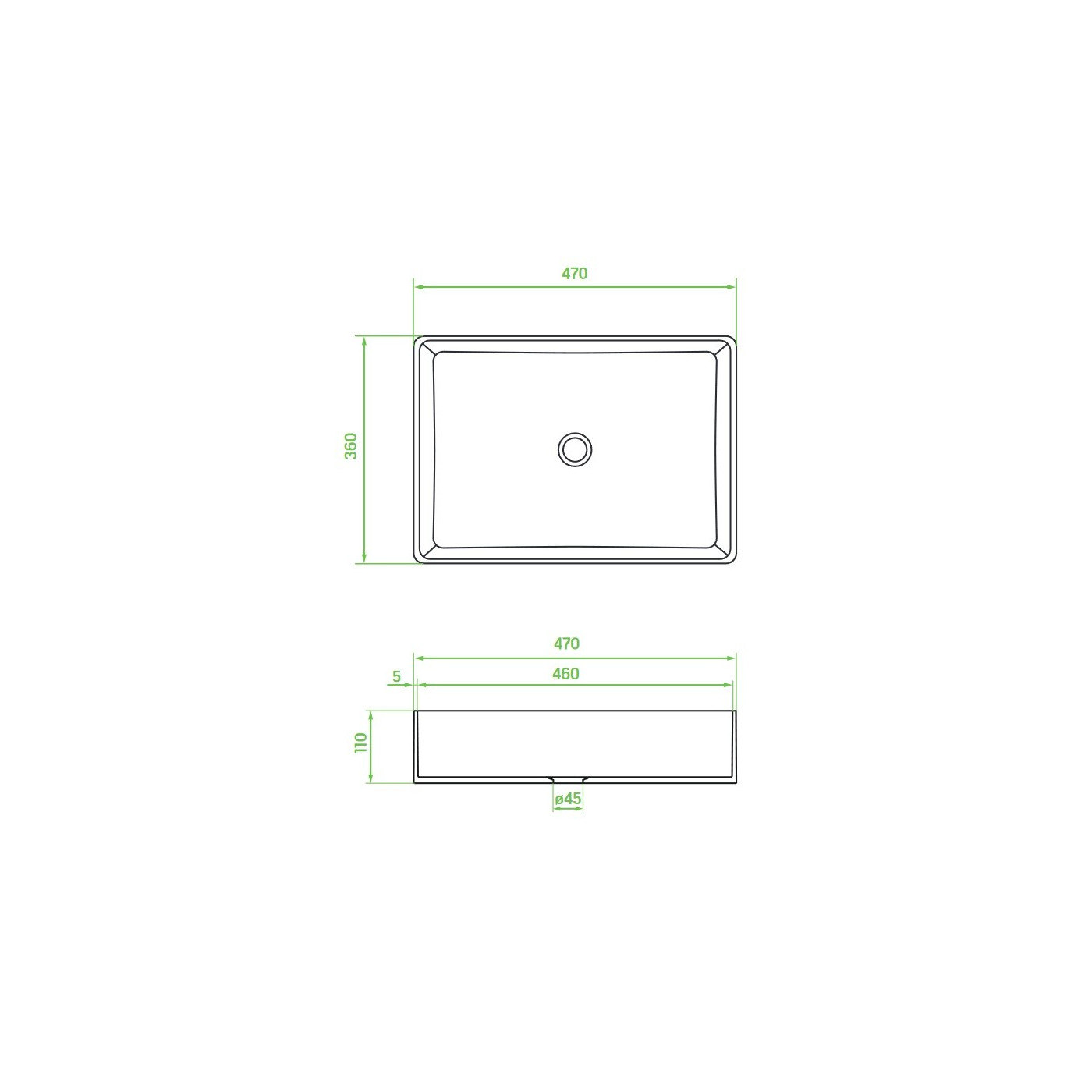 Umywalka Nablatowa Ceramiczna Biała KVADRATO
