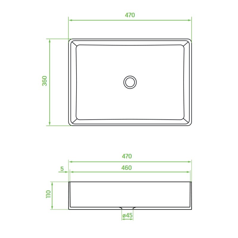 Umywalka Nablatowa Ceramiczna Czarna KVADRATO Umywalka Nablatowa Ceramiczna Czarna KVADRATO