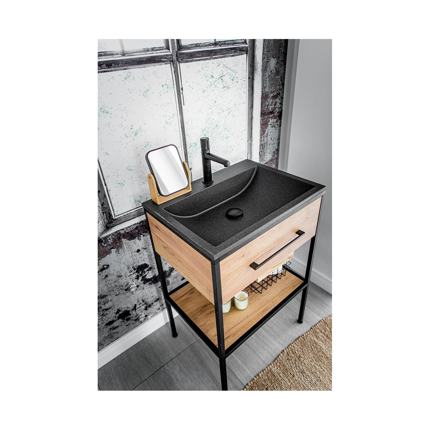 Umywalka Meblowa Granitowa Czarna ALBANO Umywalka Meblowa Granitowa Czarna ALBANO