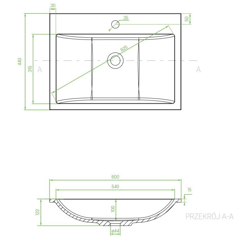 Umywalka Meblowa Granitowa Beżowa ALBANO