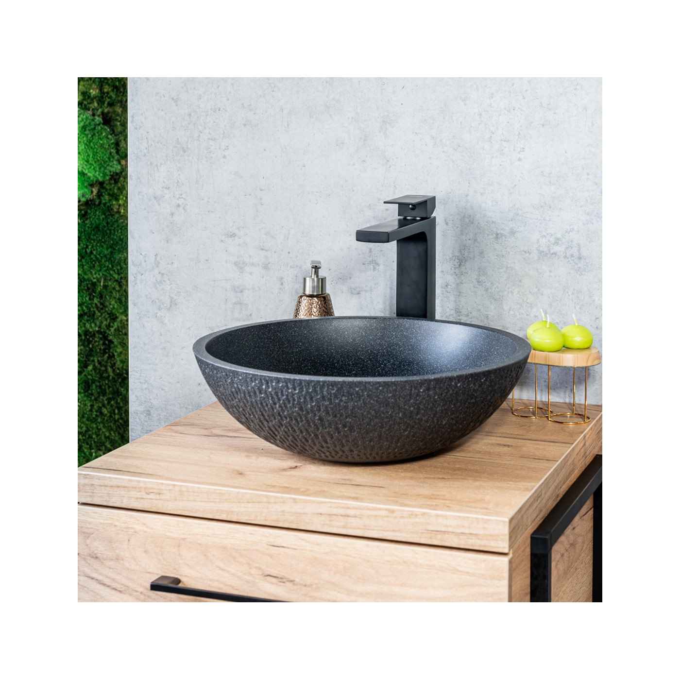 Umywalka Nablatowa Granitowa Czarna AMBER Umywalka Nablatowa Granitowa Czarna AMBER