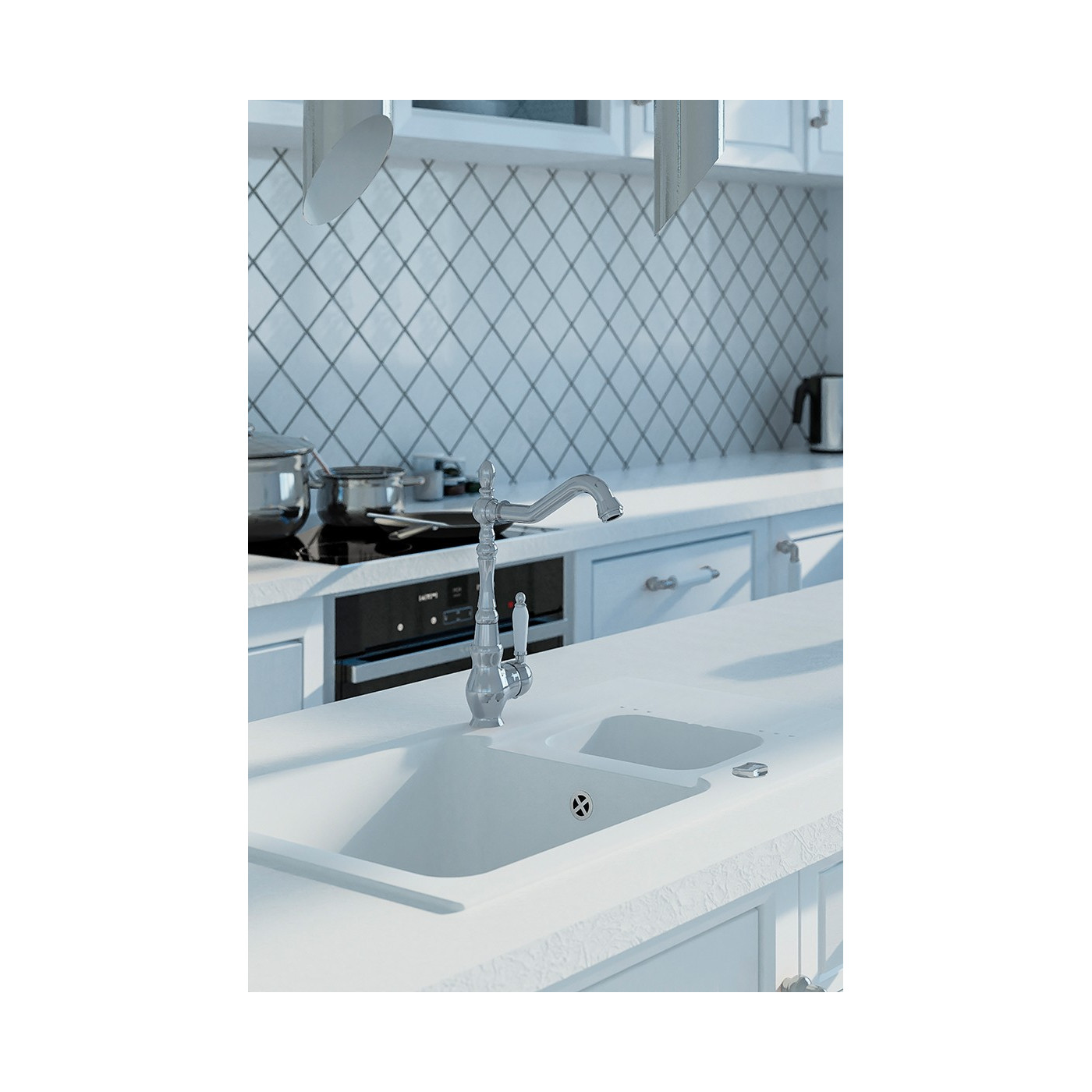 Bateria Zlewozmywakowa Stojąca EVORA Chrom