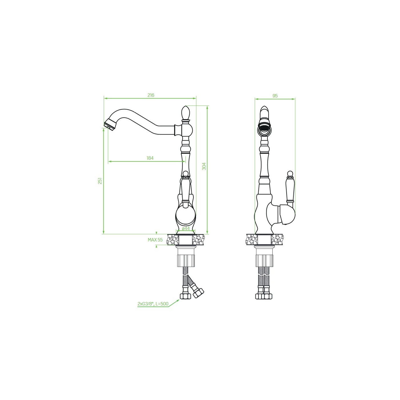 Bateria Zlewozmywakowa Stojąca Czarna EVORA BAE_765D Bateria Zlewozmywakowa Stojąca Czarna EVORA BAE_765D