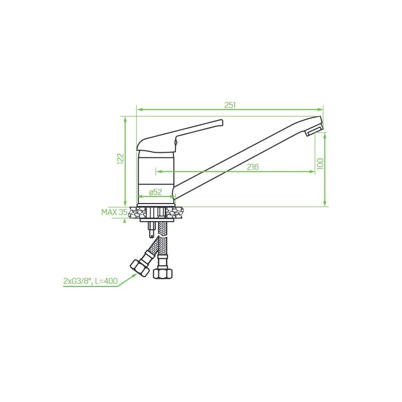 Bateria Zlewozmywakowa Stojąca Czarna IGA Bateria Zlewozmywakowa Stojąca Czarna IGA