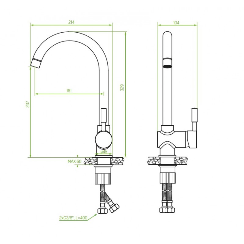 Bateria Zlewozmywakowa Kuchenna Beżowa LETE