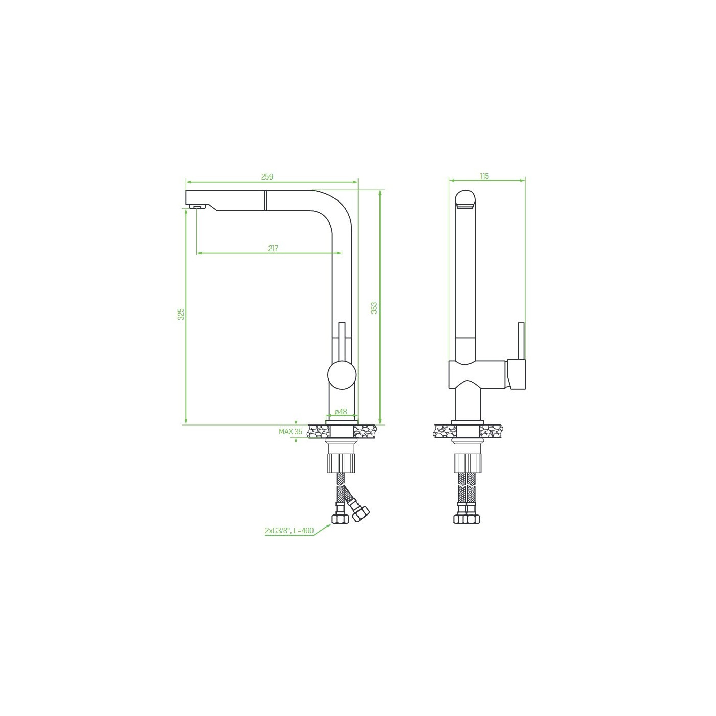Bateria Zlewozmywakowa Kuchenna z Wyciąganą Wylewką Bateria Zlewozmywakowa Kuchenna z Wyciąganą Wylewką