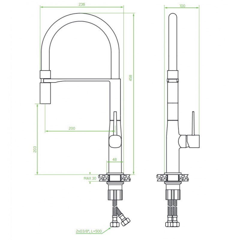 Bateria Zlewozmywakowa z Elastyczną Wylewką POLA Bateria Zlewozmywakowa z Elastyczną Wylewką POLA